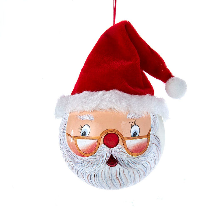 Kurt Adler 4-Inch Glass Painted Santa Face Ball Ornament