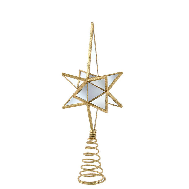 Kurt Adler 13.5-Inch Mirror Narrow Gold Star Tree Topper