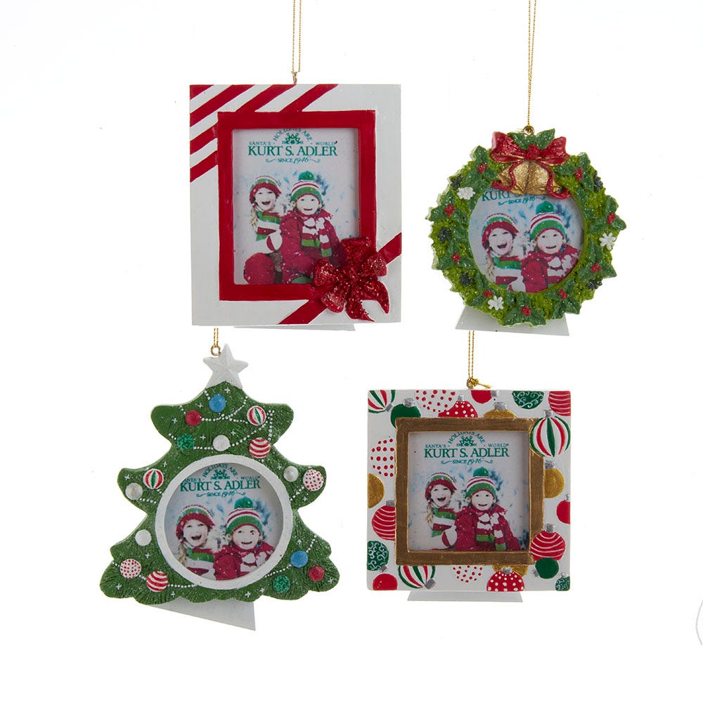 Christmas Photo Frame Ornament, 4 Assorted #D4203