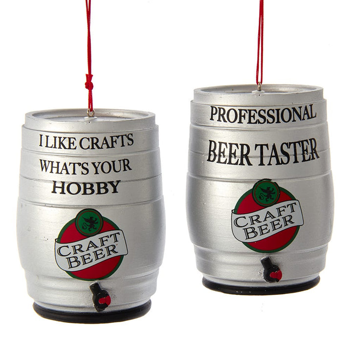 3" Lodge Craft Beer Barrel Ornament, 2 Assorted #D4235