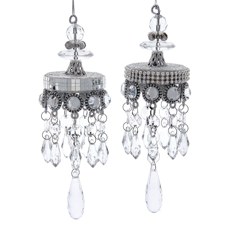 6.75" Silver Chandelier with Clear Drop, 2 Assorted #D4322