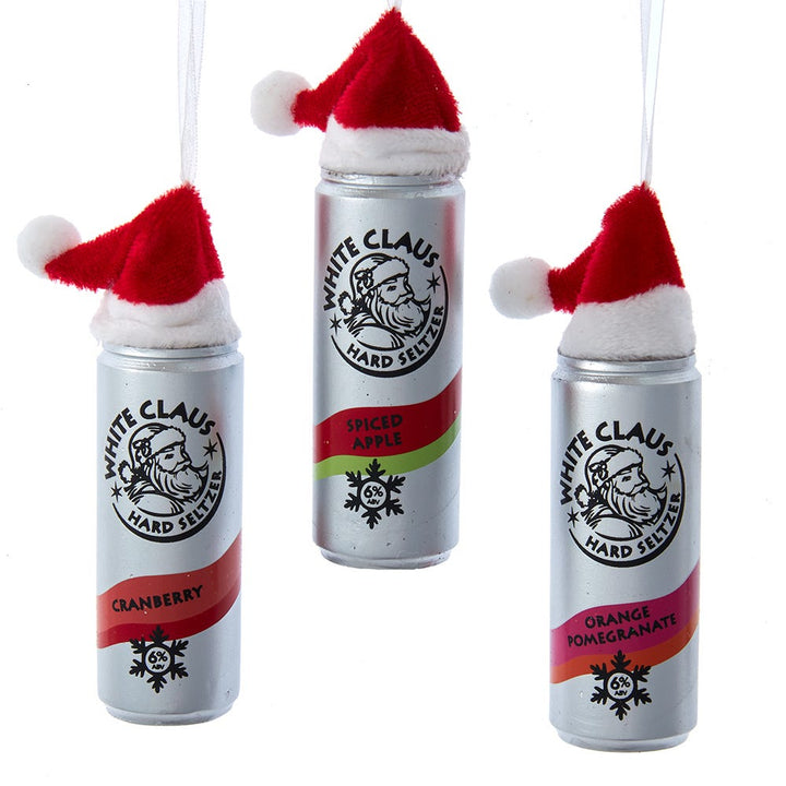 4.3" White Claus Seltzer Ornament, 3 Assorted #D4337