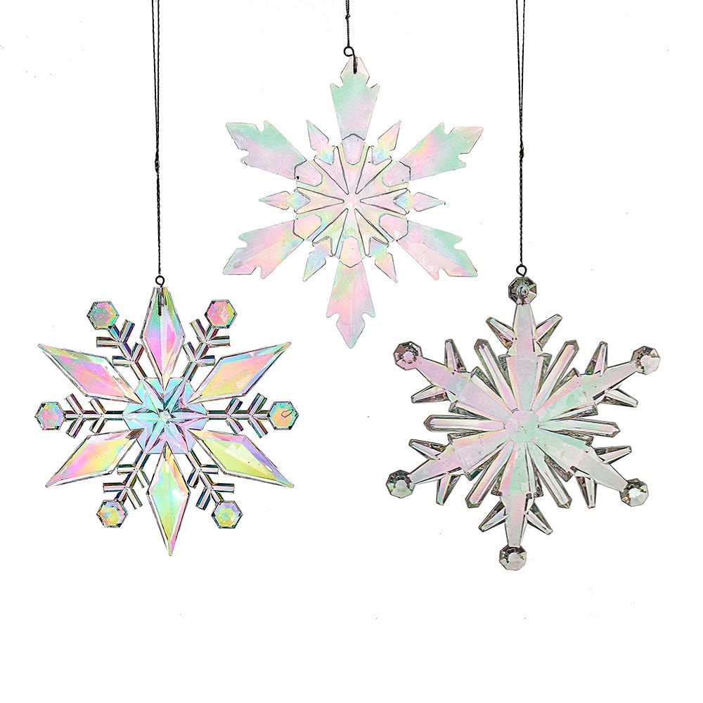 9-9.5" Opalescent Snowflake Ornament, 3 Assorted D4430