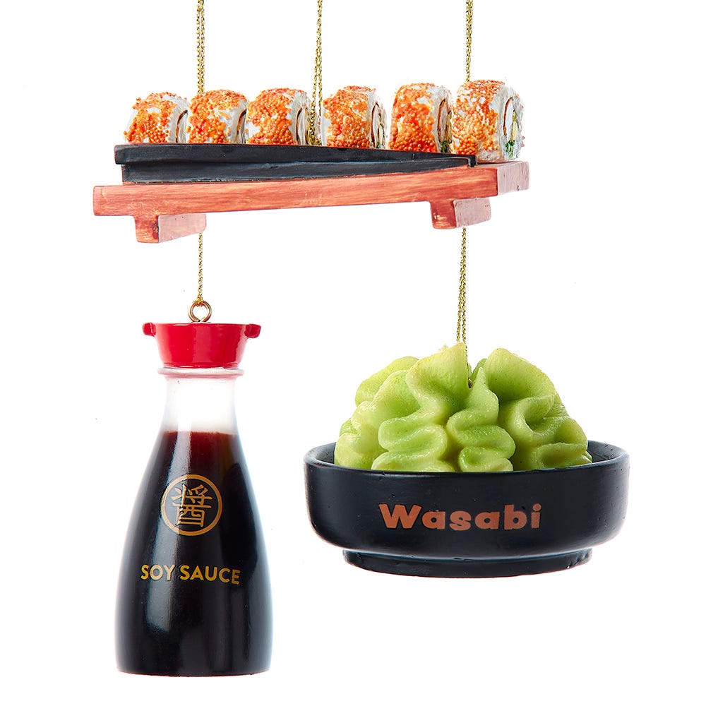 2.5-3" Wasabi/Soy Sauce/Sushi Ornament, 3 Assorted #D4438