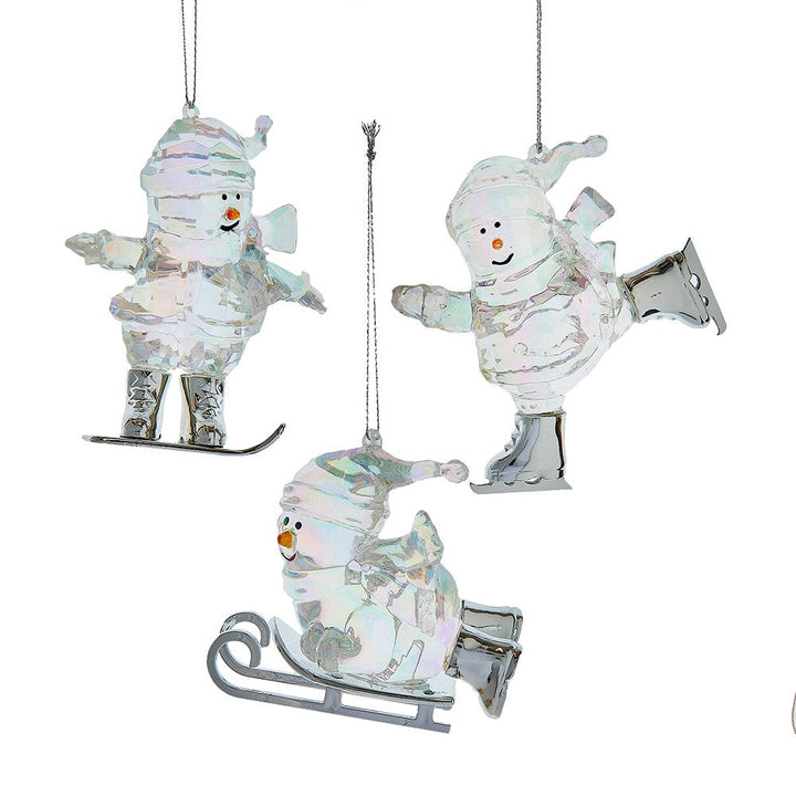 3-4" Opalescent Snowman Ornament, 3 Assorted #D4453