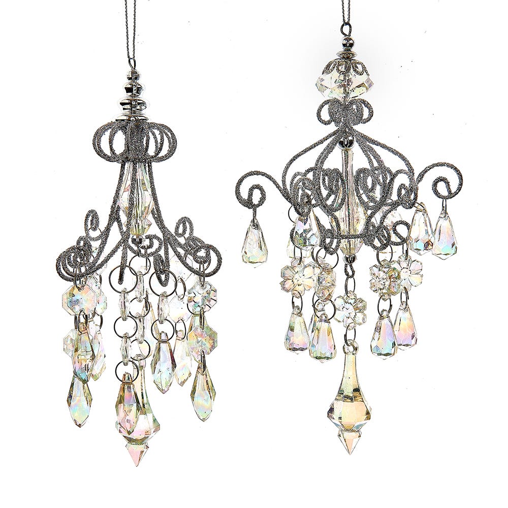 6-6.5" Chandelier & Opalescent Stones, 2 Assorted #D4497