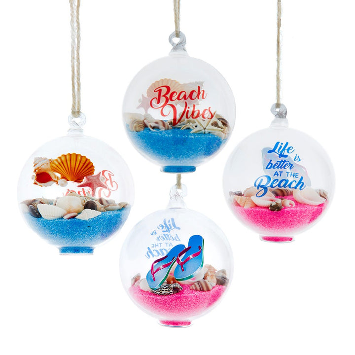 60mm Glass Beach Sand Ball Ornament, 2 Assorted #D4566