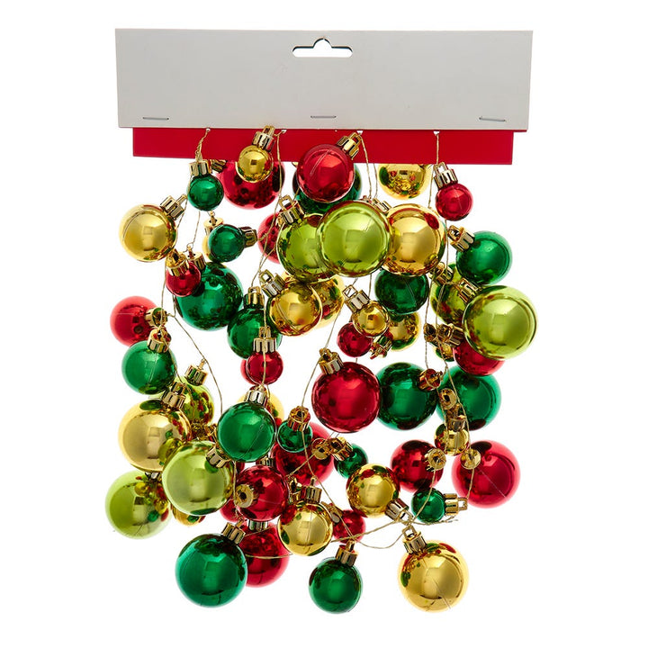 6ft Red/Gold/Green Ball Garland #D4573