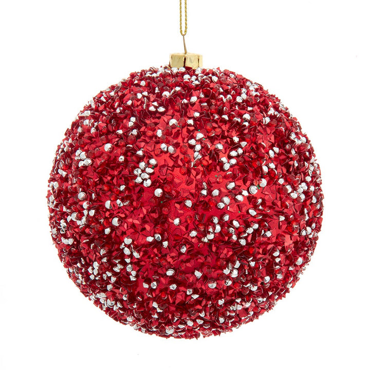 4.25" Red Beaded Ball Ornament #D4577R