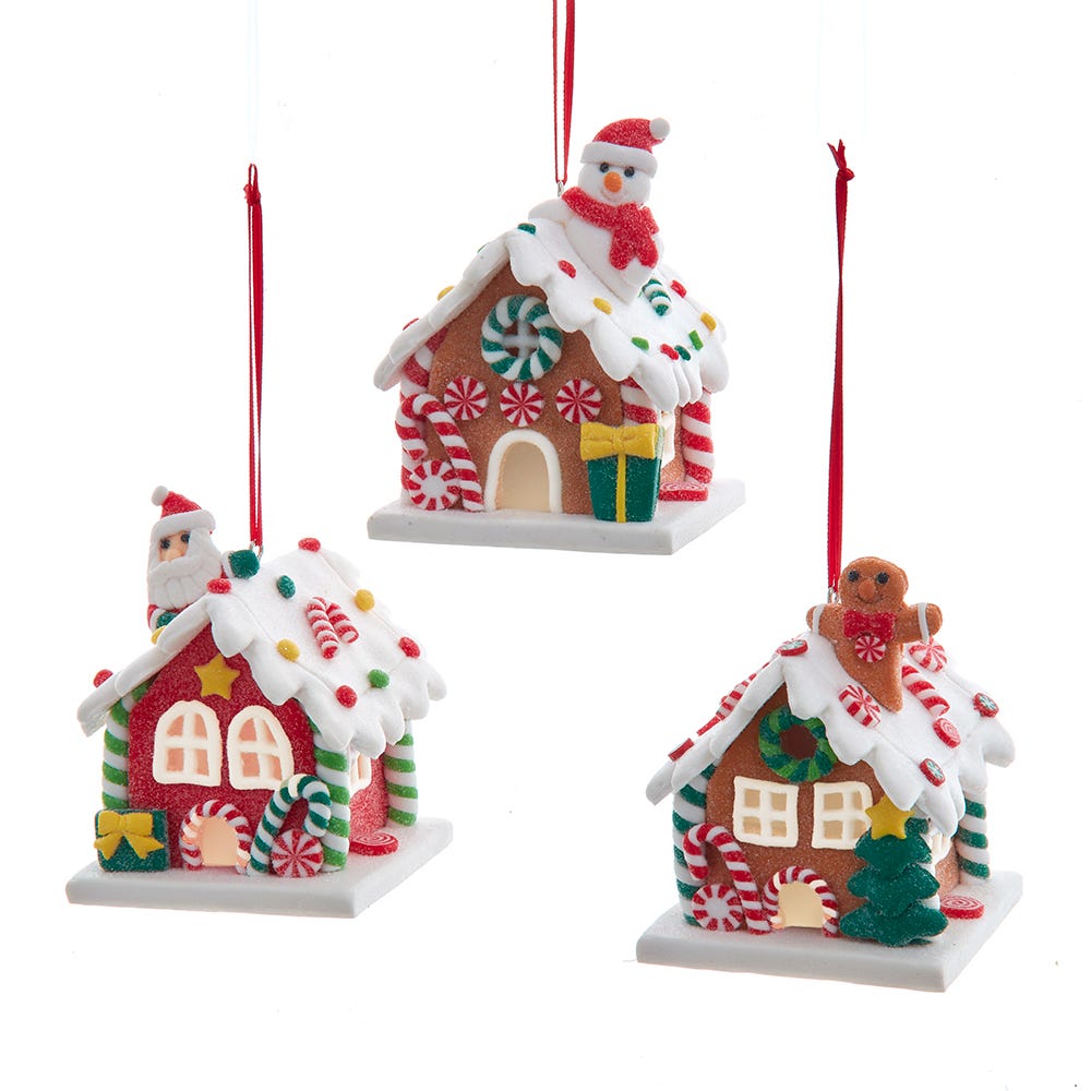 3.25" LED Gingerbread House Ornament, 3 Assorted, B/O #D4604