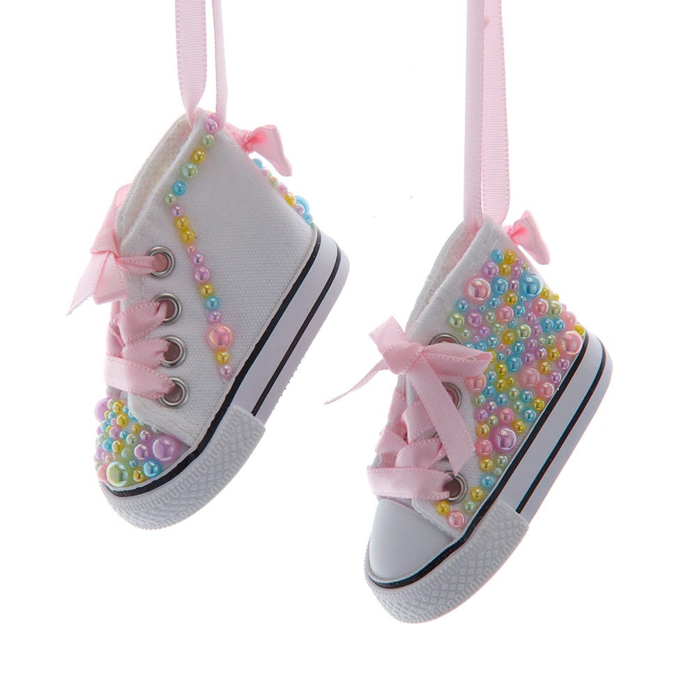 3" Sneaker with Colorful Beads Ornament, 2 Assorted D4619
