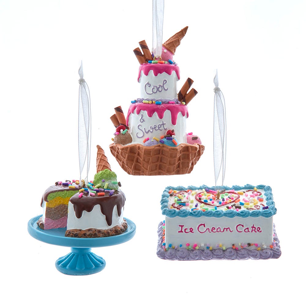 3-3.5" Pastel Ice Cream Cake Ornament, 3 Assorted D4627
