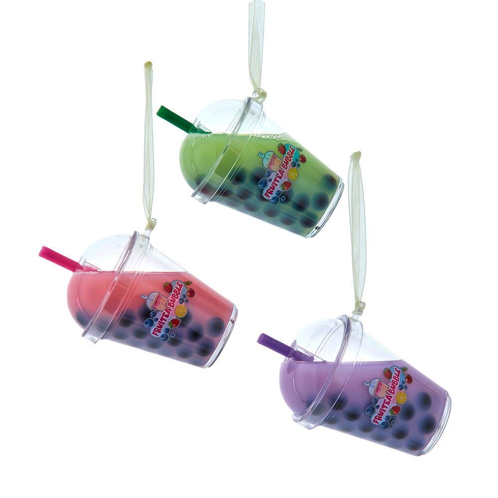3.7" Bubble Teacup Ornament, 3 Assorted D4708