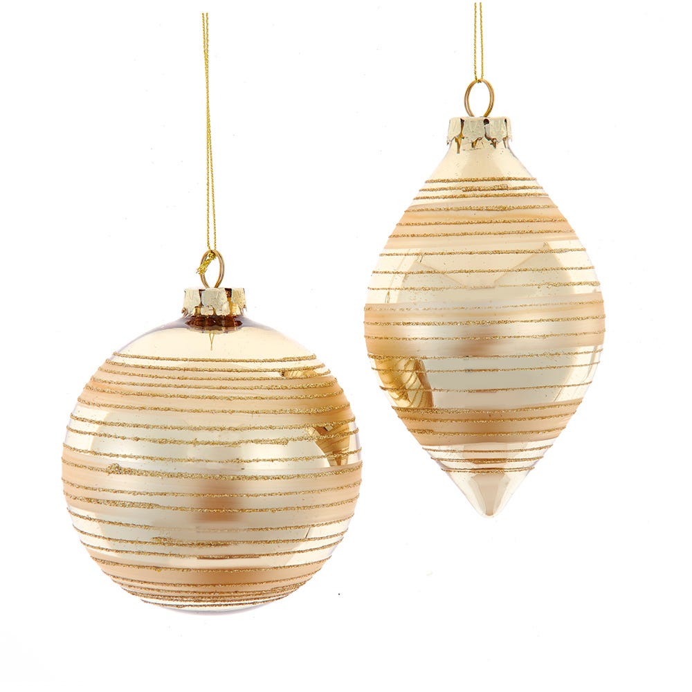 4.3" Glass Gold Ball/Onion Ornament, 2 Assorted D4719