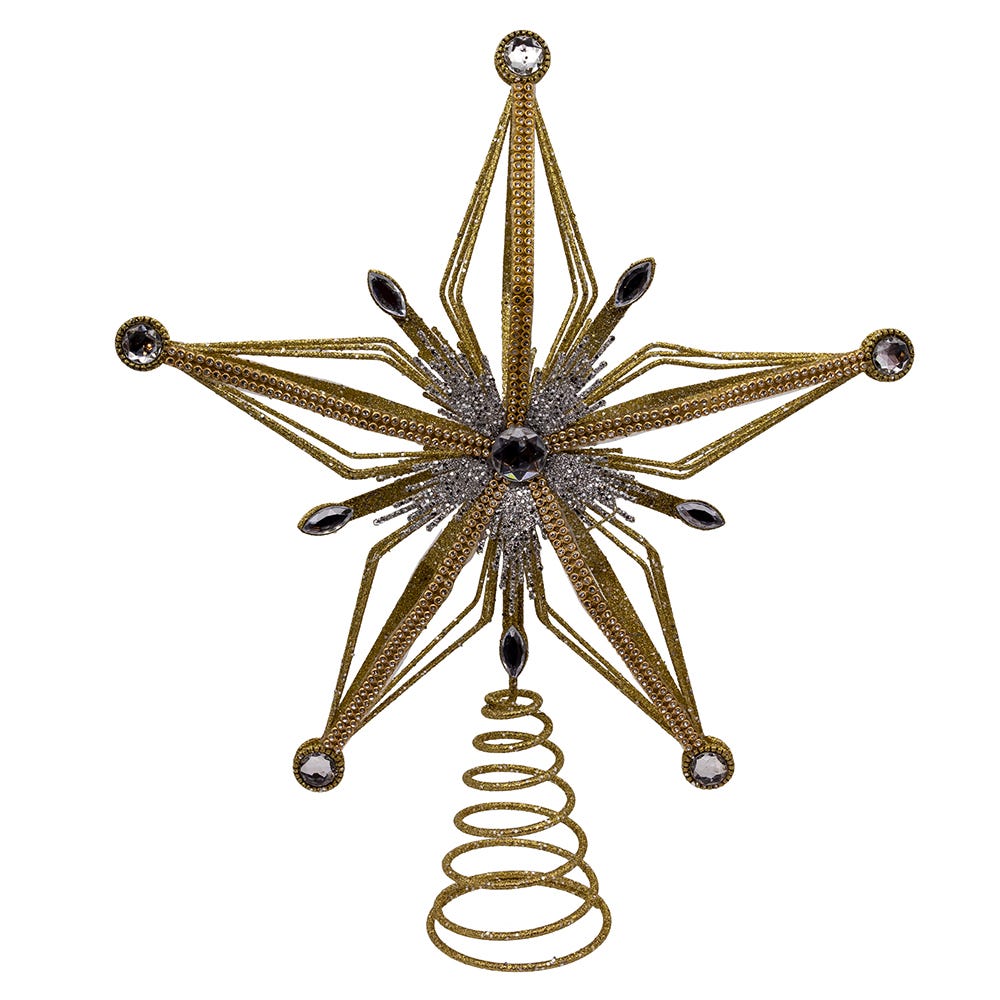 Kurt Adler 12.5-Inch Gold and Silver Star Tree Topper D4738