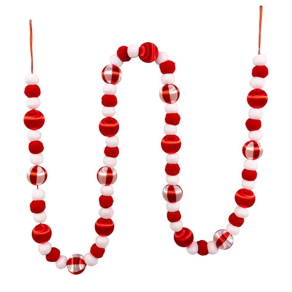 6ft Red and White Garland D4756