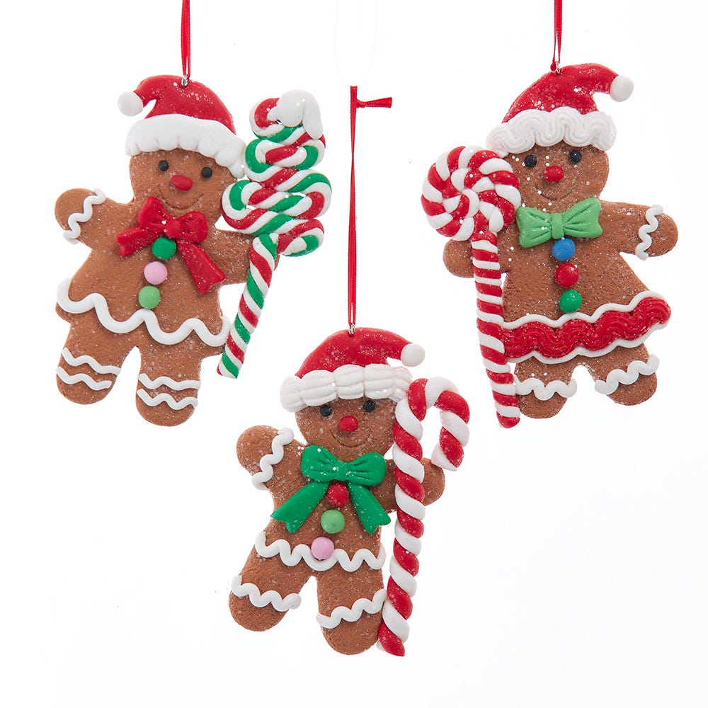 5" Gingerbread Man Ornament, 3 Assorted D4761