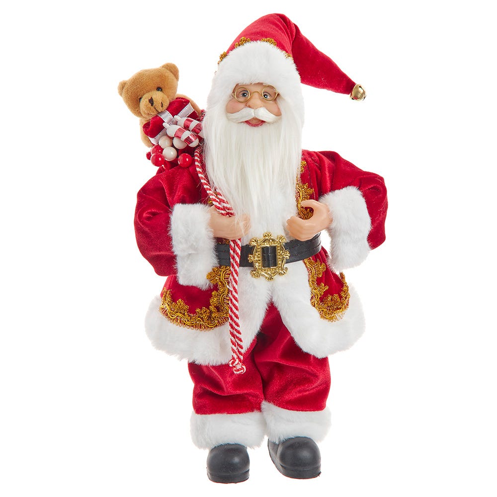 Kurt Adler 12-Inch Standing Christmas Santa with Sack D4772