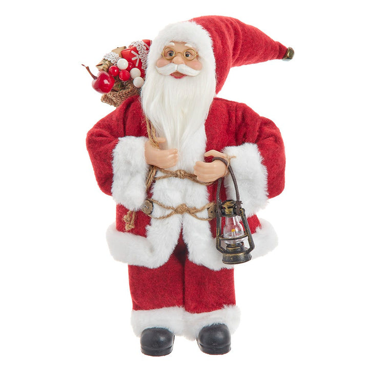 Kurt Adler 12-Inch Standing Christmas Santa with Sack and Lantern D4773