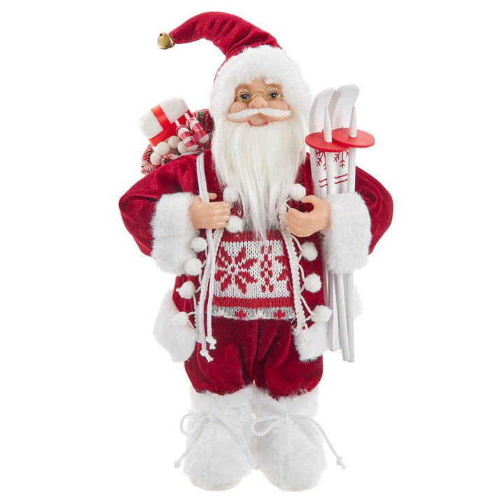 Kurt Adler 12-Inch Standing Christmas Santa with Skis D4774
