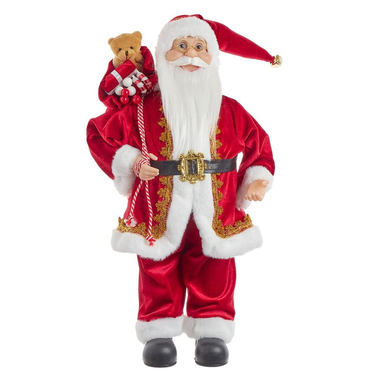 Kurt Adler 12“ Standing Christmas Santa With Sack & Belt #D4776