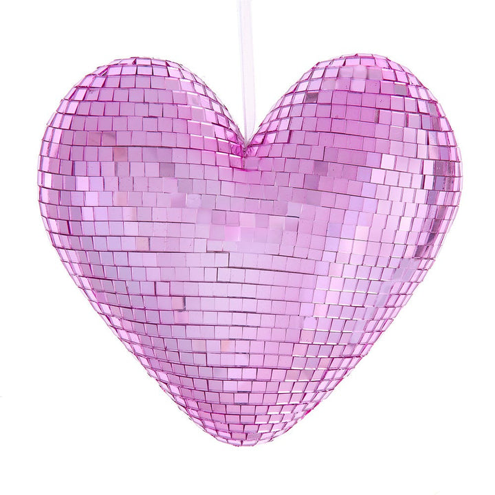 6" Glass Pink Mirror Heart Ornament D4788