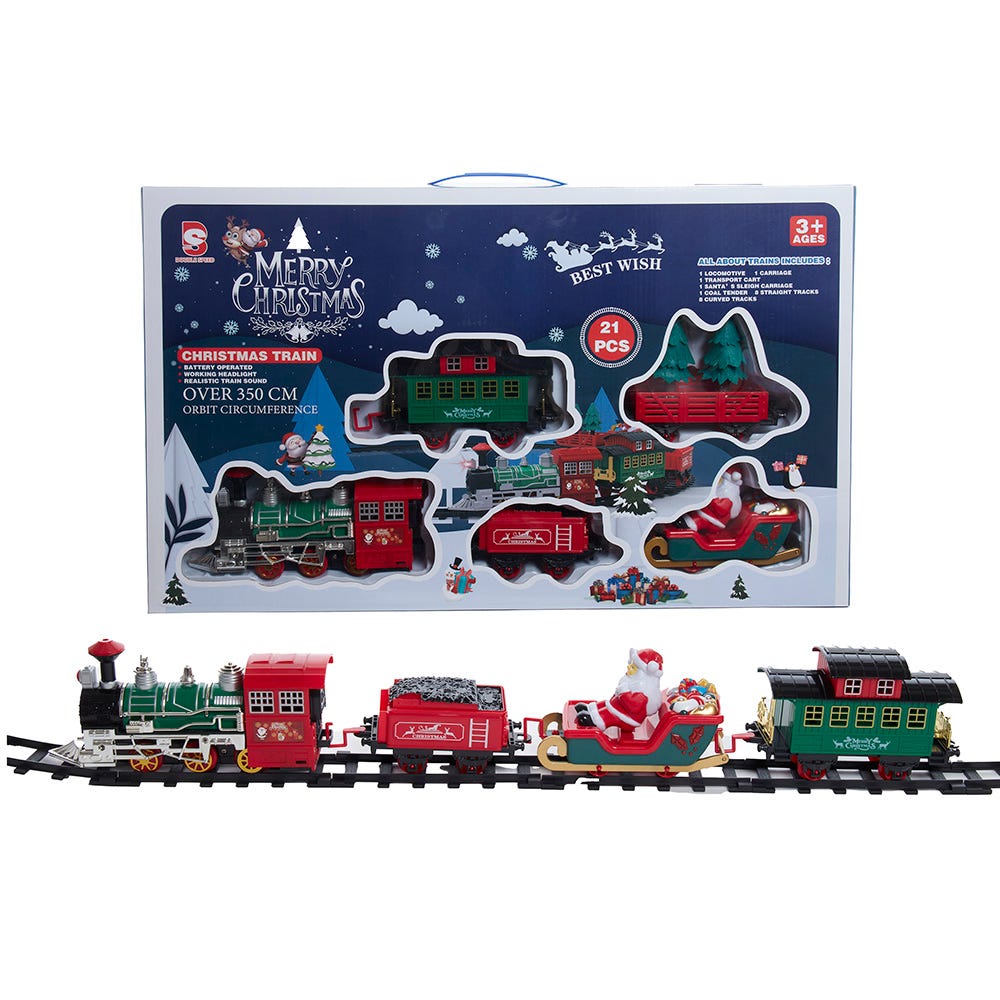 Kurt Adler Battery Operated Musical Train with Tree and Santa Table Piece D4793