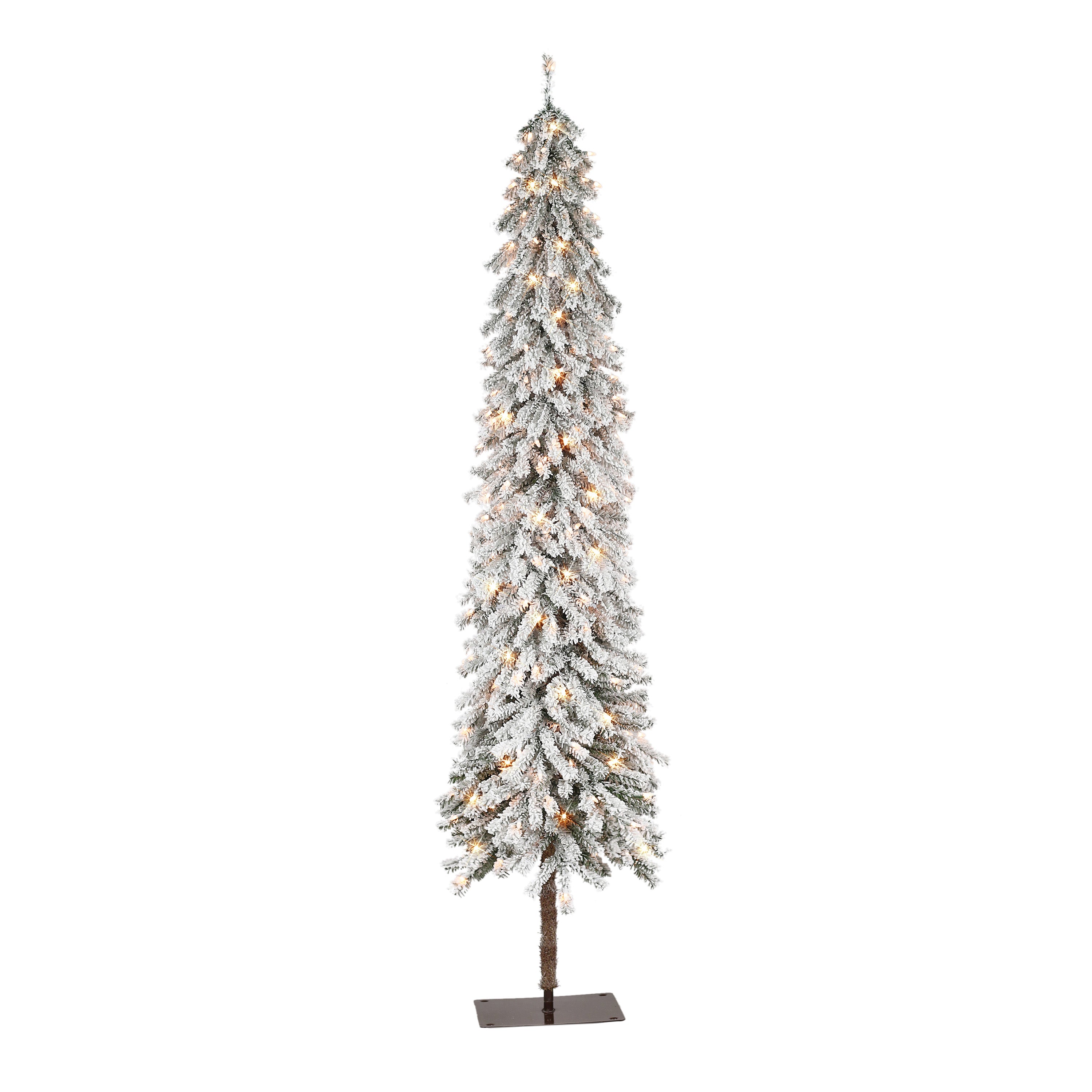 6 ft Pre-Lit Flocked Alpine Artificial Tree AEGFA-60C2