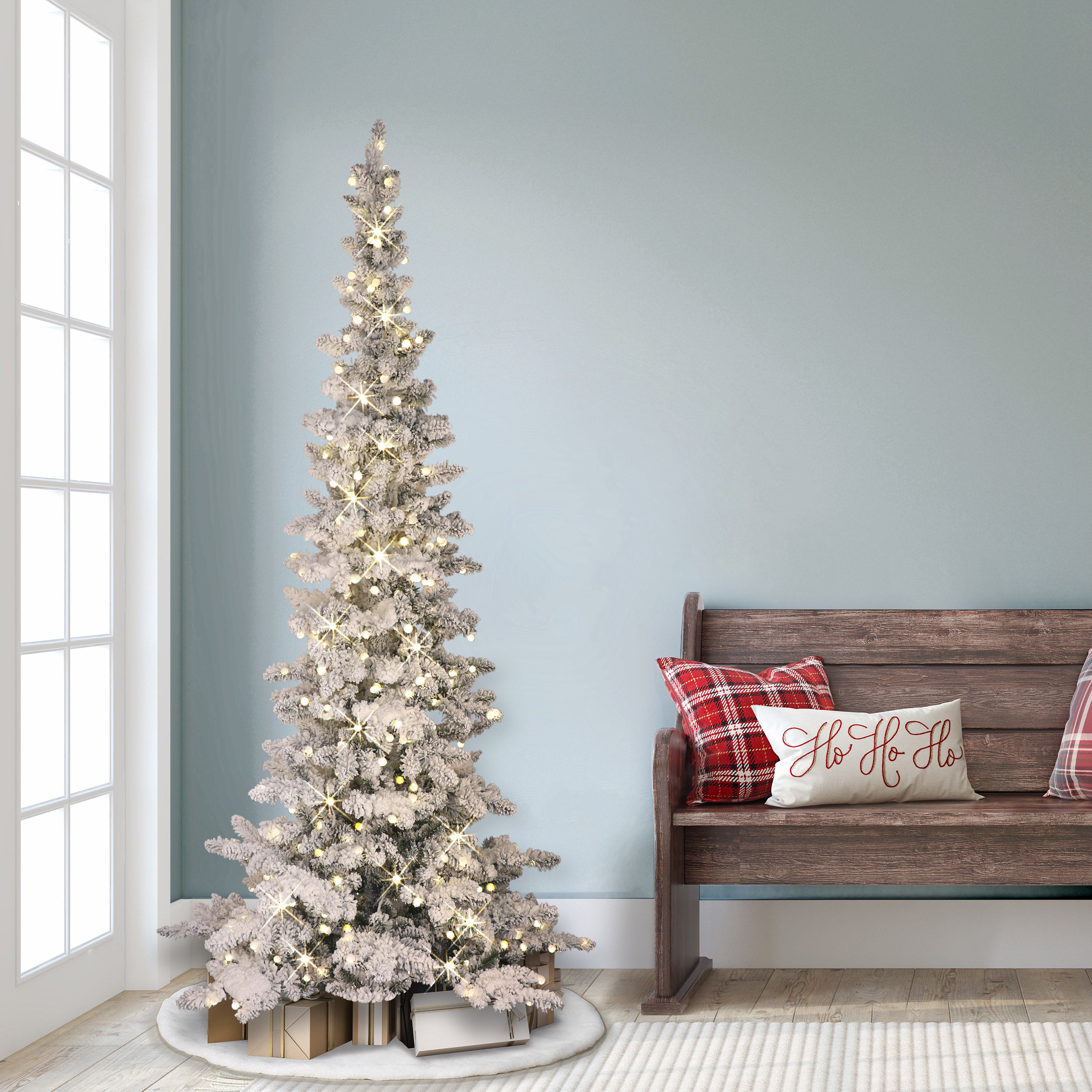 6.5ft Pre-Lit Flocked Whistler Pine Tree