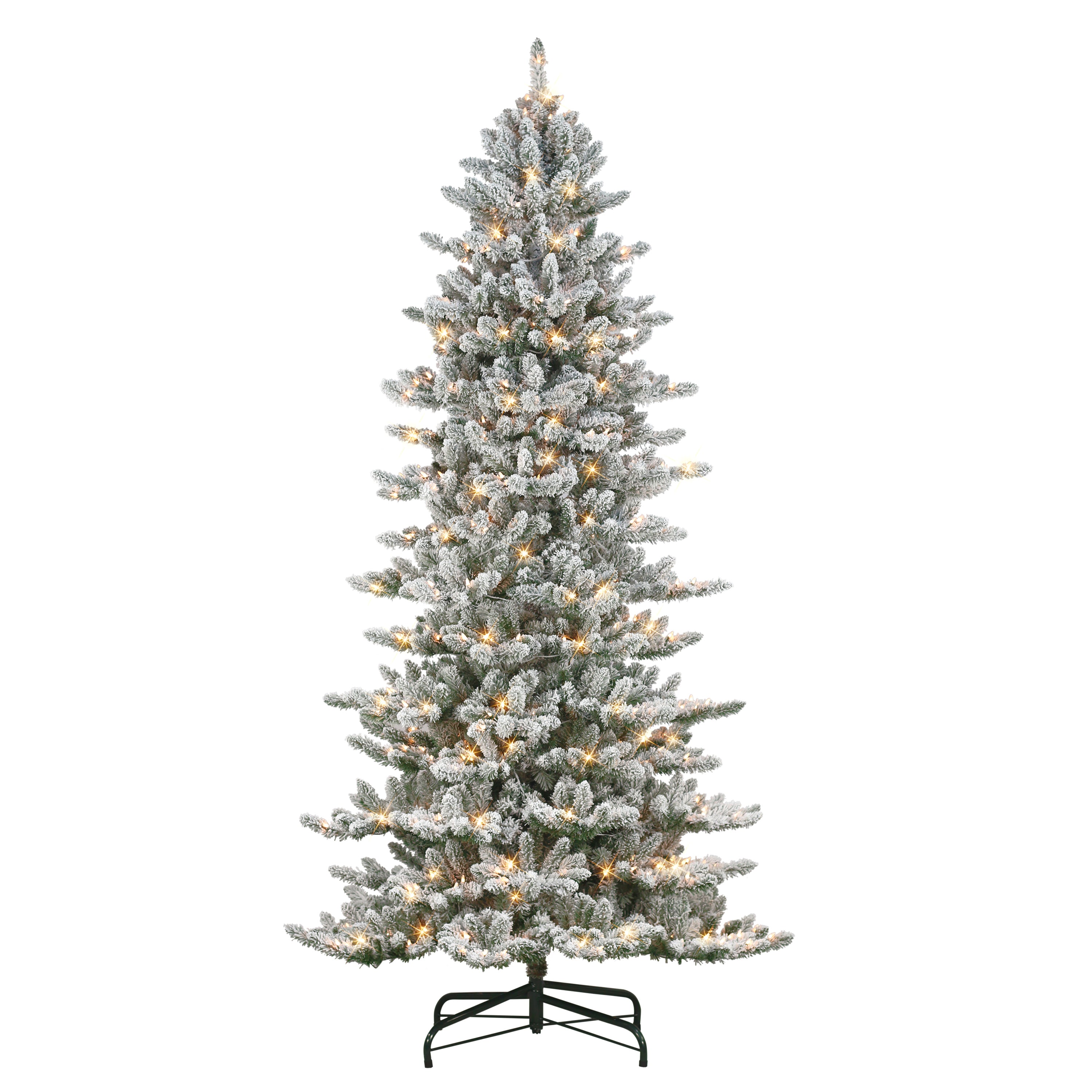 9 ft Pre-Lit Slim Flocked Royal Majestic Artificial Spruce Tree RMSSLFA-90C6