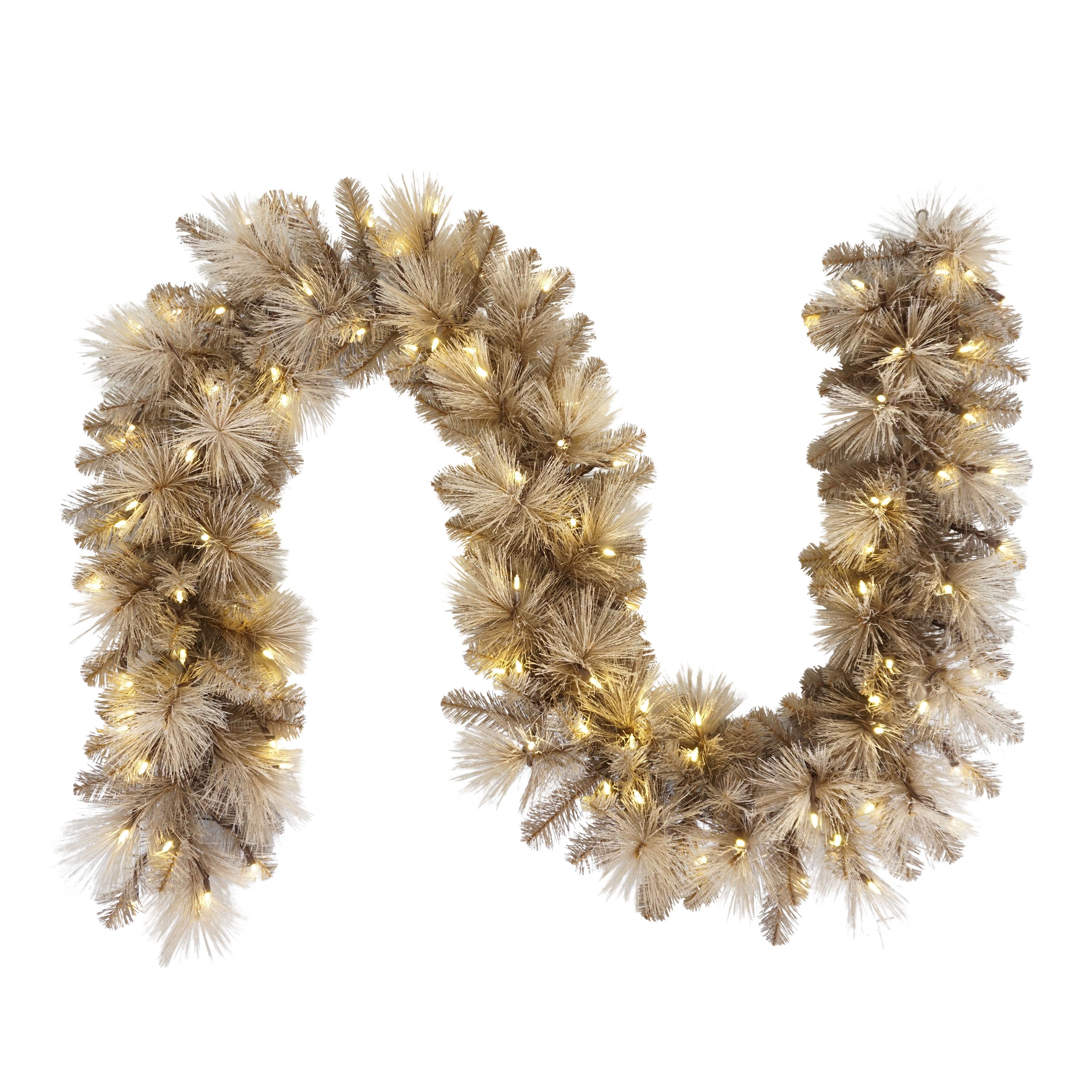 9' x 10" Pre-Lit Tan Artificial Garland with 100 UL-Listed Incandescent Lights 4629-G9-10C1A