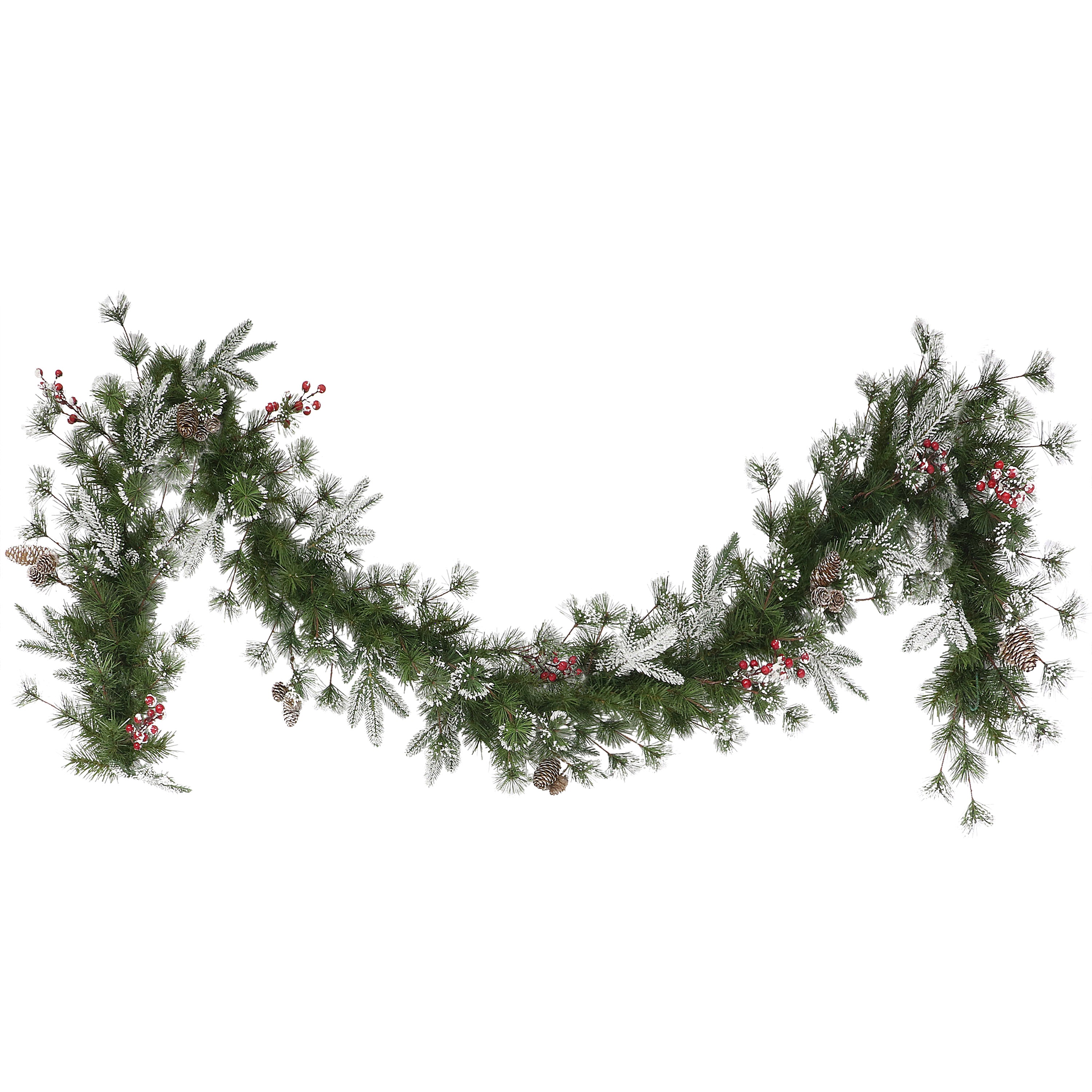9ft x 10in PE/PVC Decorated Garland, 220 Tips, Pine Cones & Berries 1754A-G910