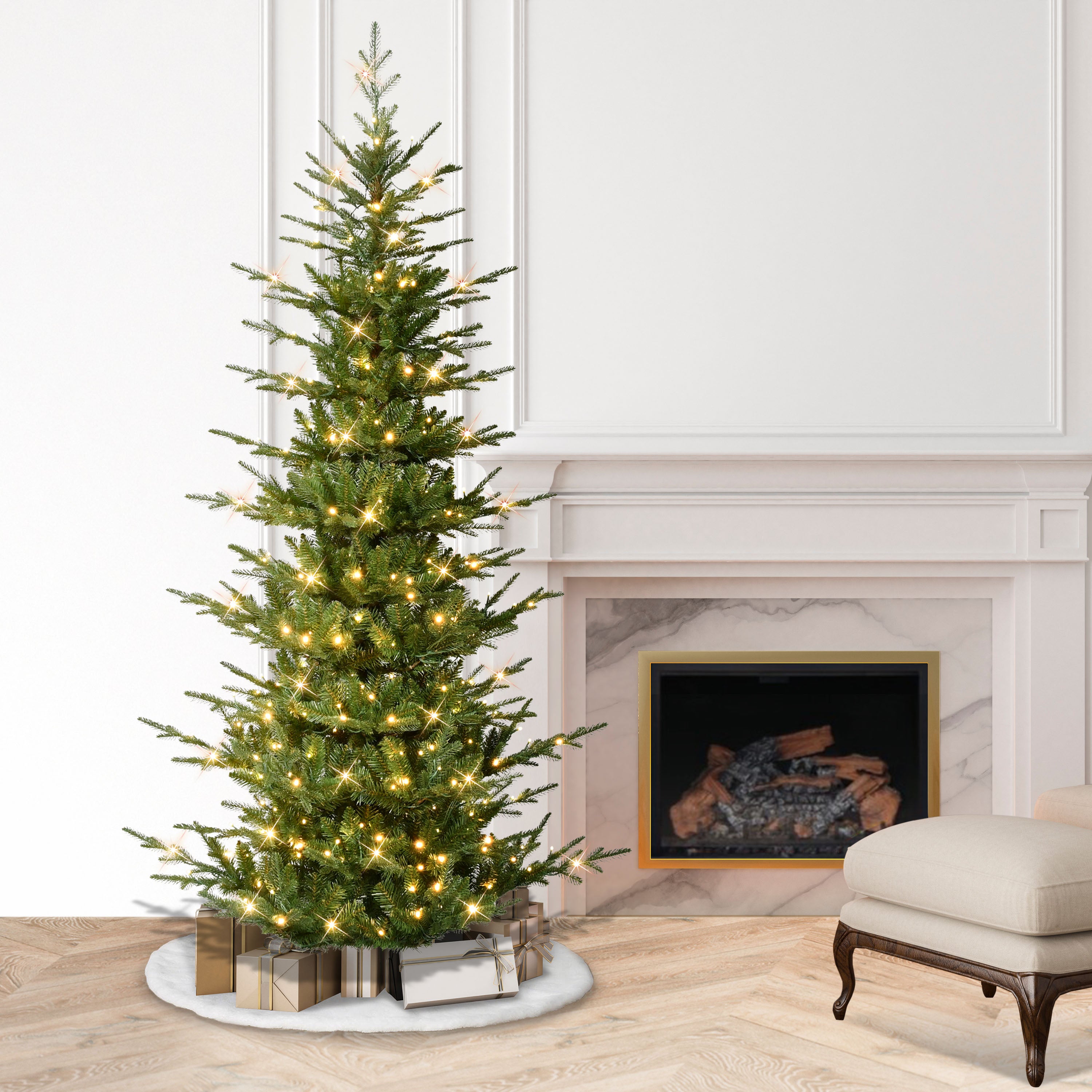 7.5' Pre-Lit Slim Hillside Spruce Tree