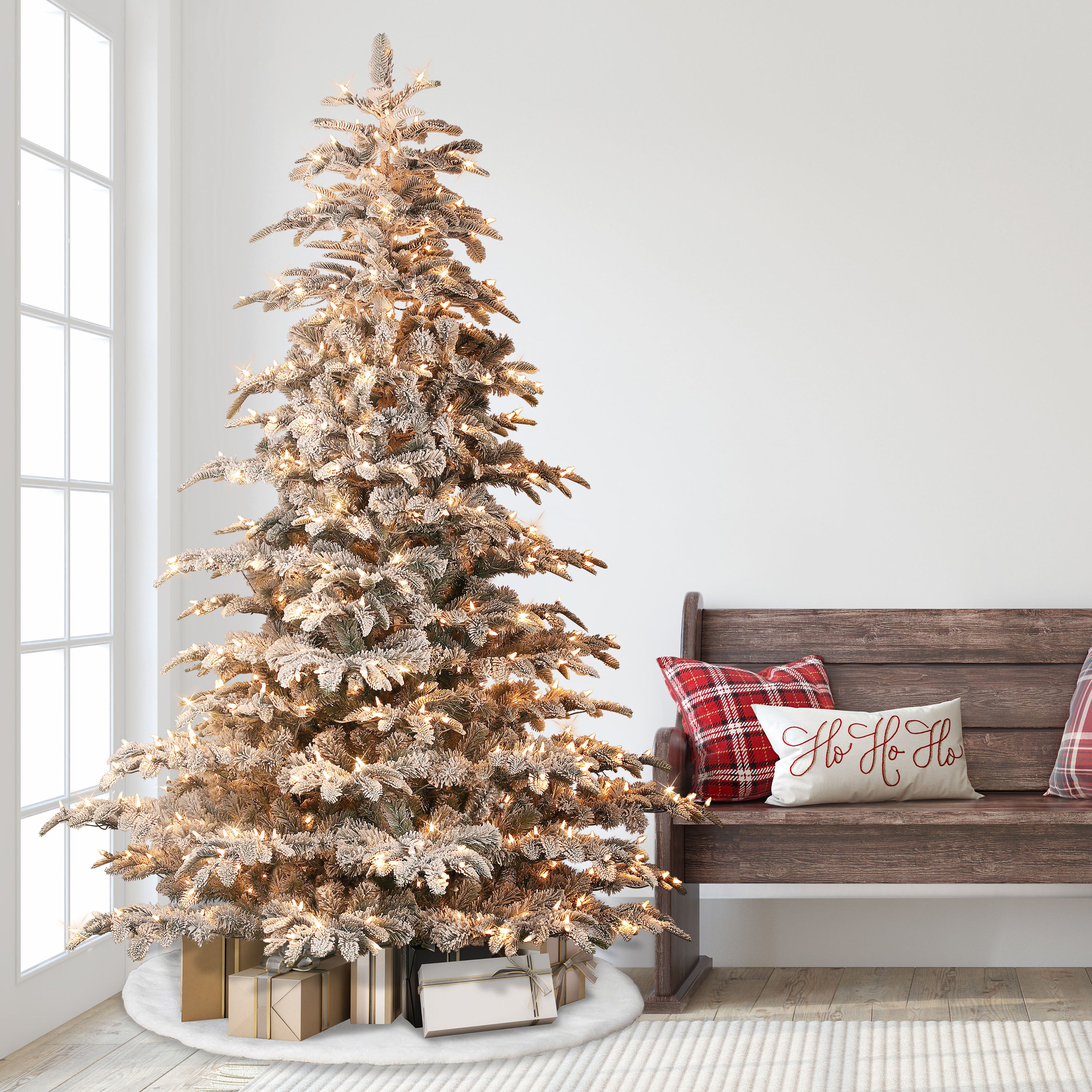 7.5ft Pre-Lit Aspen Fir Flocked Christmas Tree