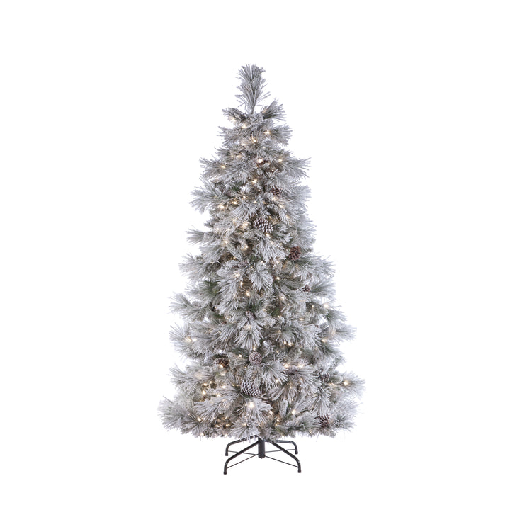 Sterling 7 ft. Pre Lit Cool White LED Lightly Flocked Snowbell Pine