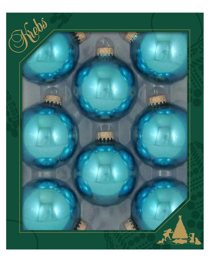 Christmas by Krebs Pale Turquoise 2.63 in Glass Christmas Tree Ornaments Set of 8 #KBX10102