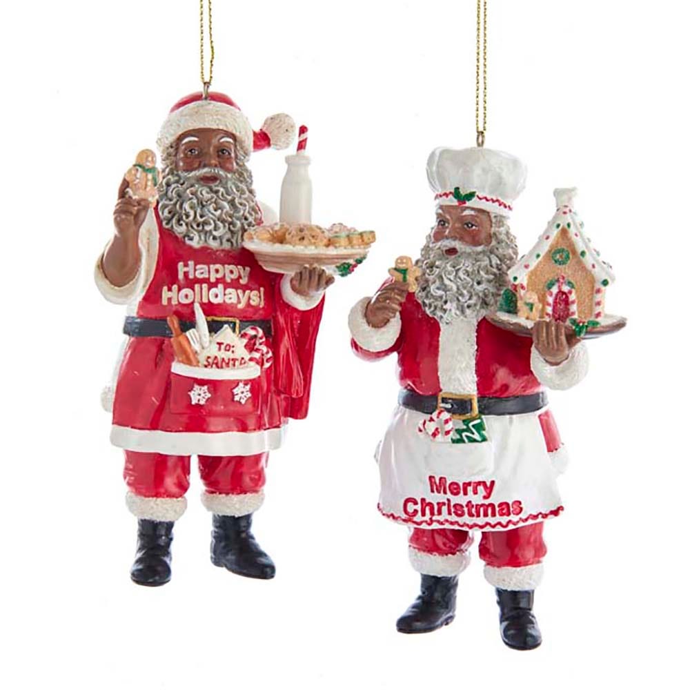 4.6" Black Santa Chef Ornament #E0536