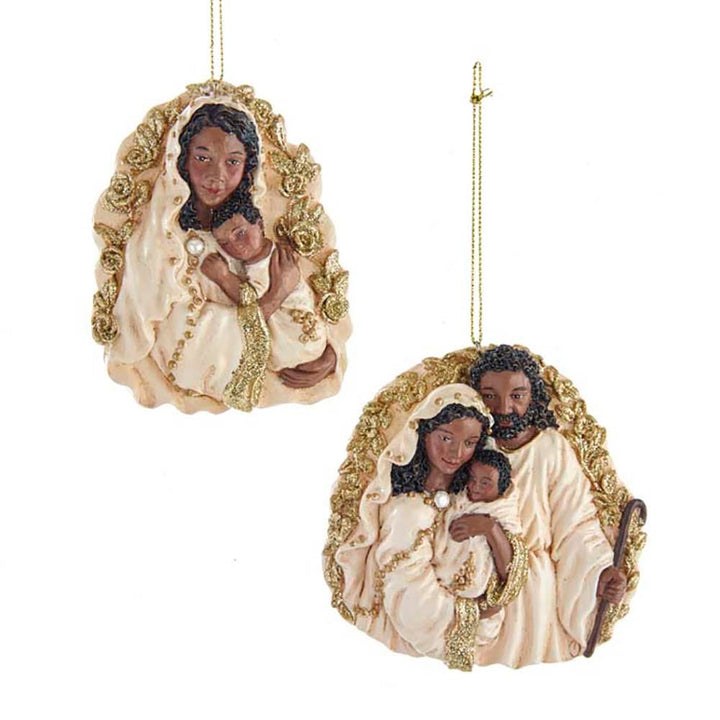 3.5" Ivory/Gold African Holy Family Ornament, 2 Assorted #E0537