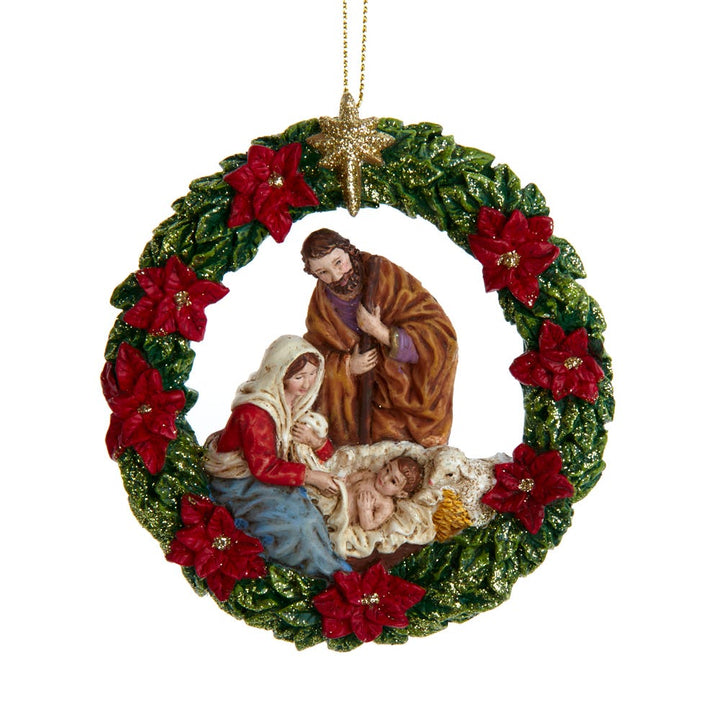 4.25" Nativity Wreath with Gold Star Ornament #E0677