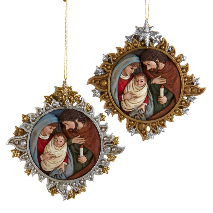 4.25" Gold/Silver Nativity Family Ornament, 2 Assorted #E0678