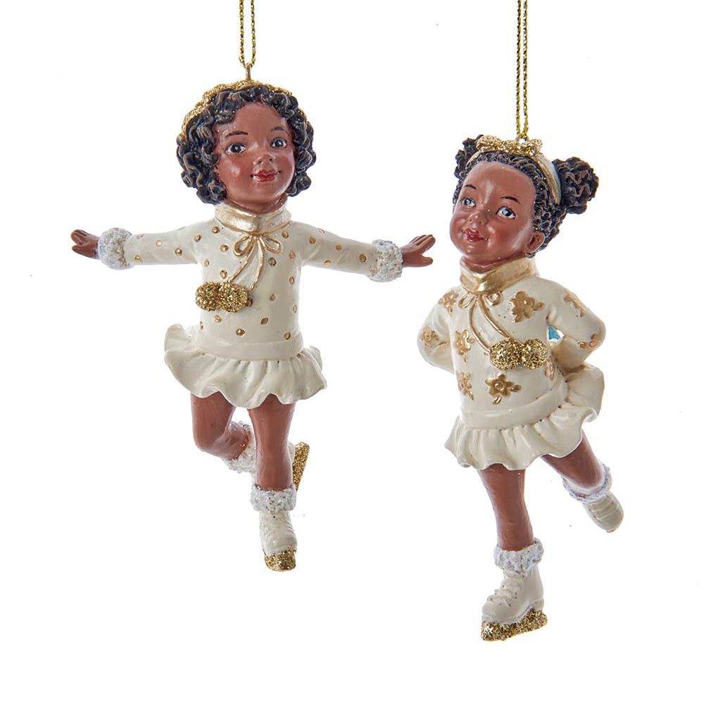 3.75" Black Skating Girl Ornament, 2 Assorted #E0692