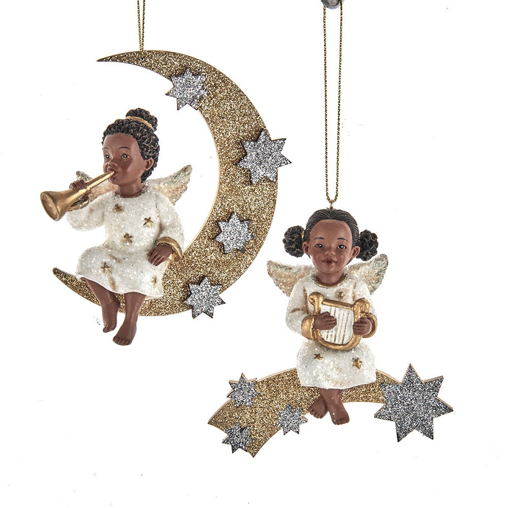 4.75" Black Angel Ornament, 2 Assorted #E0746