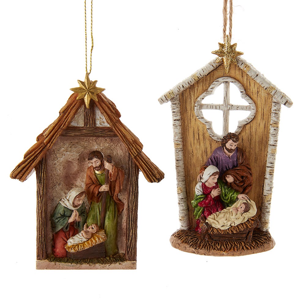 4.25" Nativity Family Ornament, 2 Assorted E0973