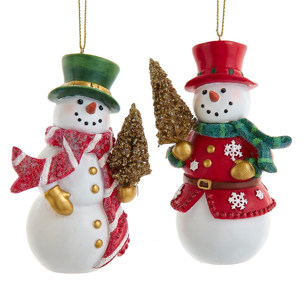 4.5" Snowman with Gold Tree Ornament, 2 Assorted #E0977