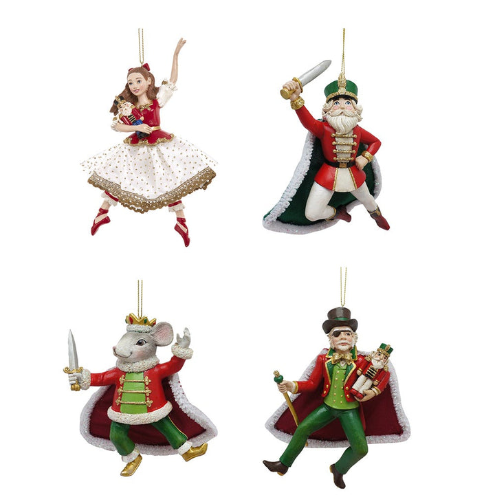 Kurt Adler 6-Inch Resin Nutcracker Suite 4-Piece Ornament Set