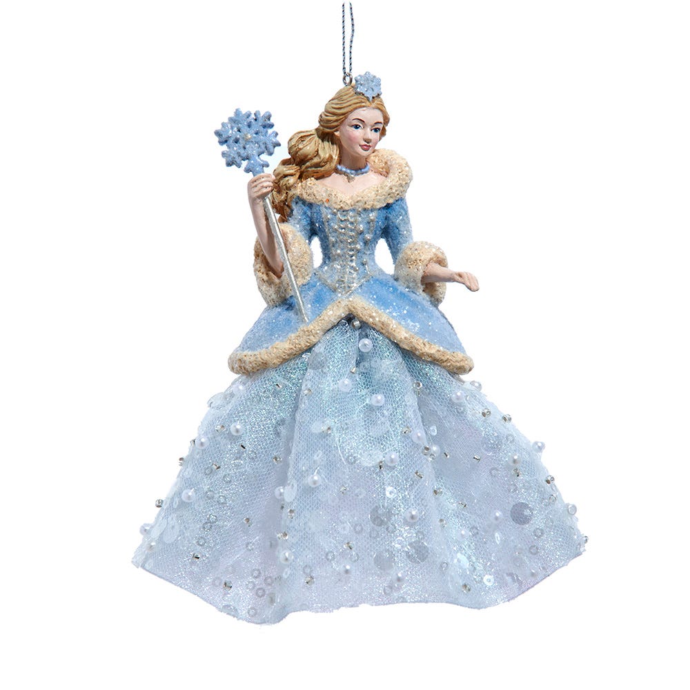 6.5" Blue Platinum Snow Queen Ornament E1028