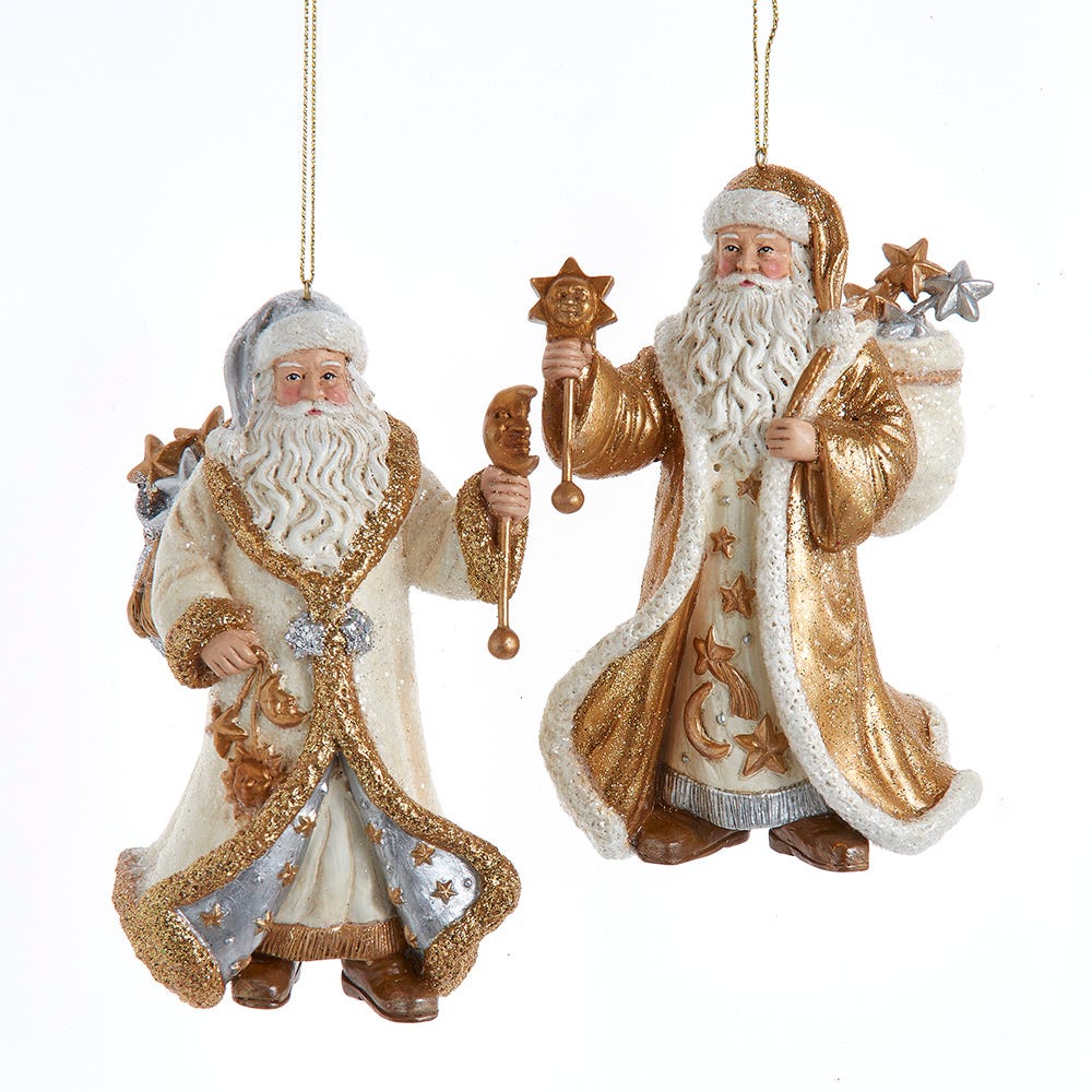 5.25" Celestial Fantasy Santa Ornament, 2 Assorted E1039
