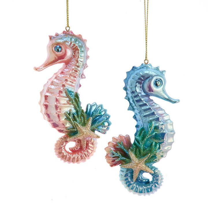 4.13" Electroplate Seahorse Ornament, 2 Assorted E1079