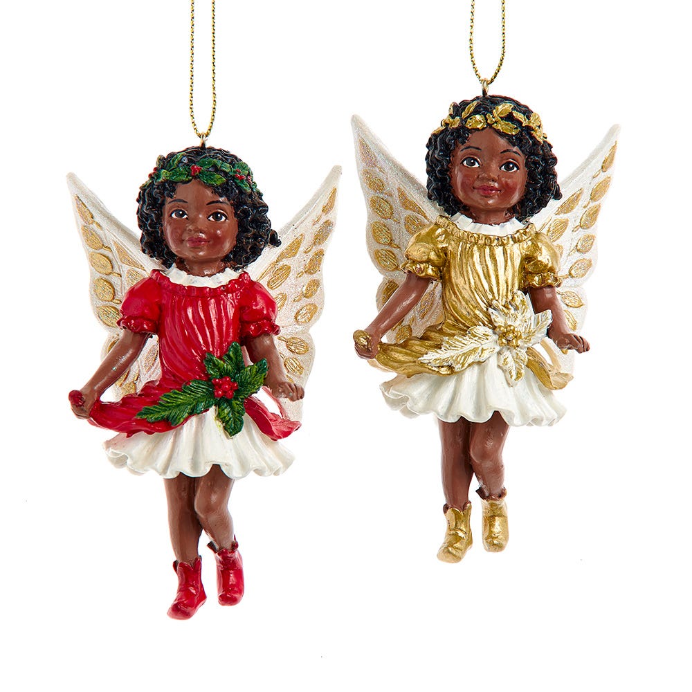 4" Black Little Angel Ornament, 2 Assorted E1086