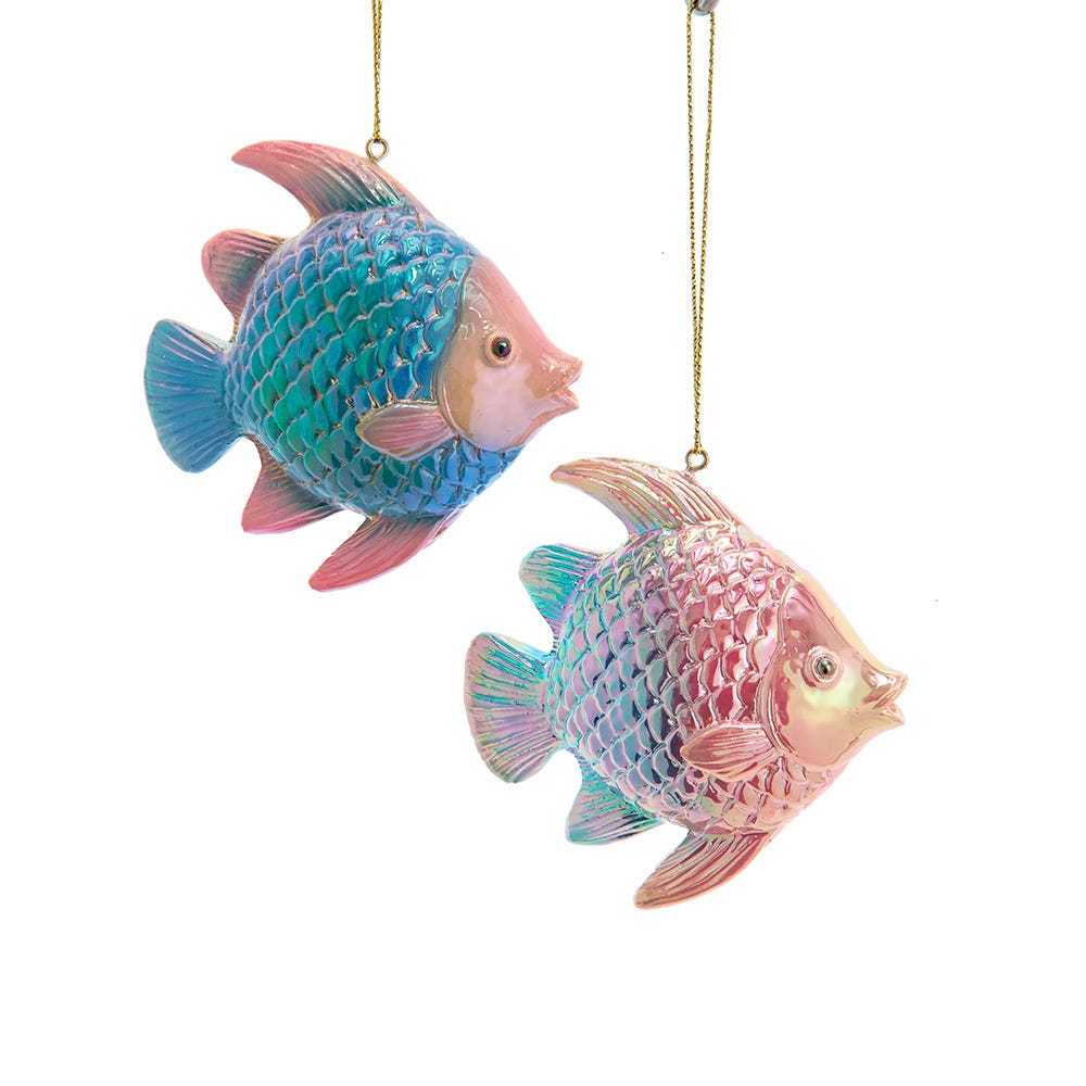 3" Electroplate Under the Sea Tropical Fish Ornament, 2 Assorted E1110